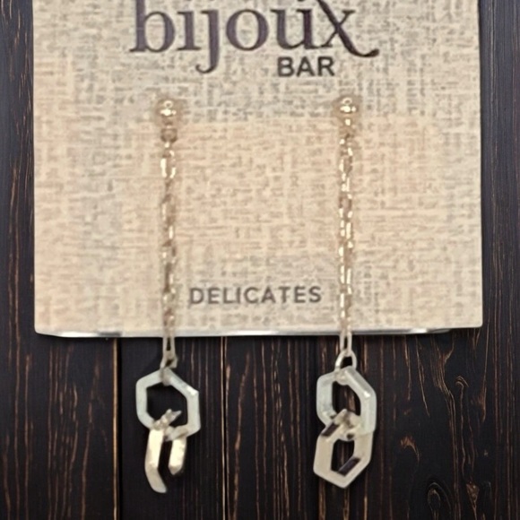 Bijoux Bar Delicates Gold & Silver Plated Intwined Octagons Stud Dangle Earrings - Picture 1 of 3